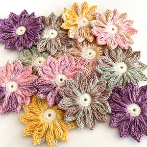 Daisy Crochet Flower Set of 12 Crochet Flower Applique, Scrapbooking, Trim & Embellishment, Crochet Applique Flowers image 7