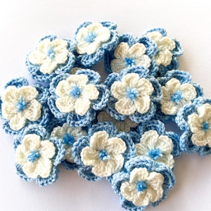 Crochet Flower Set of 16 Flowers Flower Applique, Scrapbooking, Trim, Embellishment, Motif and Patches Set image 2