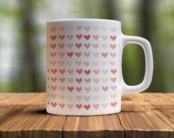 Heart Pattern Ceramic Coffee Mug, Romantic Gift