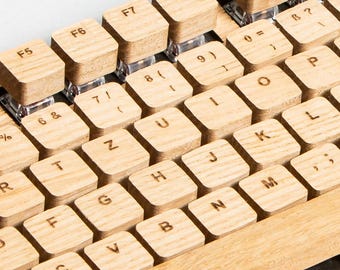 Oak wood keys, wooden keys, oak wood, ergonomic keys, real wood, office decoration, wood, wood decoration, keycaps, wooden keycaps
