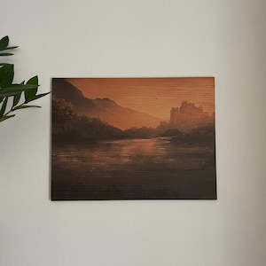 風景の木製絵画、本物の木、木製絵画、アート、ギフト、彼女へのギフト、ギフト、誕生日プレゼント、壁飾り、装飾