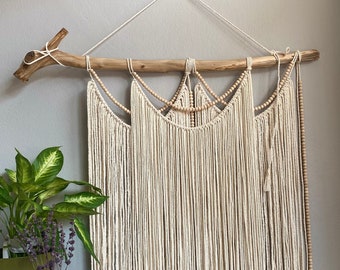Macrame Wall Decor, Bohemian Wall Hanging, Macrame Boho Decor, Housewarming Gift, Handmade Home Decor, Woven Wall Hanging, Beige Bohemian