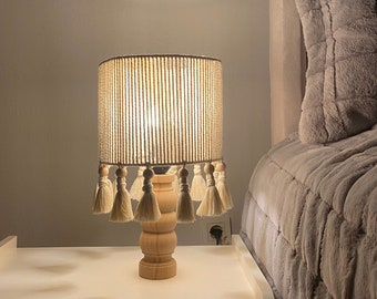 Handmade Macrame Lampshade, Macrame Chandelier, Bohemian Lighting, Home Lighting, Macrame Decor, Handwoven Macrame Lampshade, Beige Lampshde