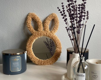 Handmade Mirror, Animal Wall Mirror, Bunny Rabbit Boho Mirror, Wall Decoration, Nursery Mirror, Wall Decor