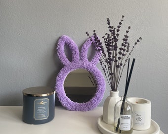 Bunny Rabbit Boho Mirror, Purple Mirror, Handmade Mirror, Animal Wall Mirror, Nursery Mirror, Wall Decor, Bunny Mirror, Animal Kid Mirror