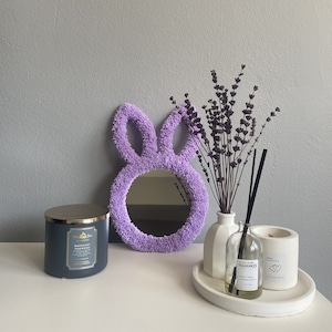 Bunny Rabbit Boho Mirror, Purple Mirror, Handmade Mirror, Animal Wall Mirror, Nursery Mirror, Wall Decor, Bunny Mirror, Animal Kid Mirror