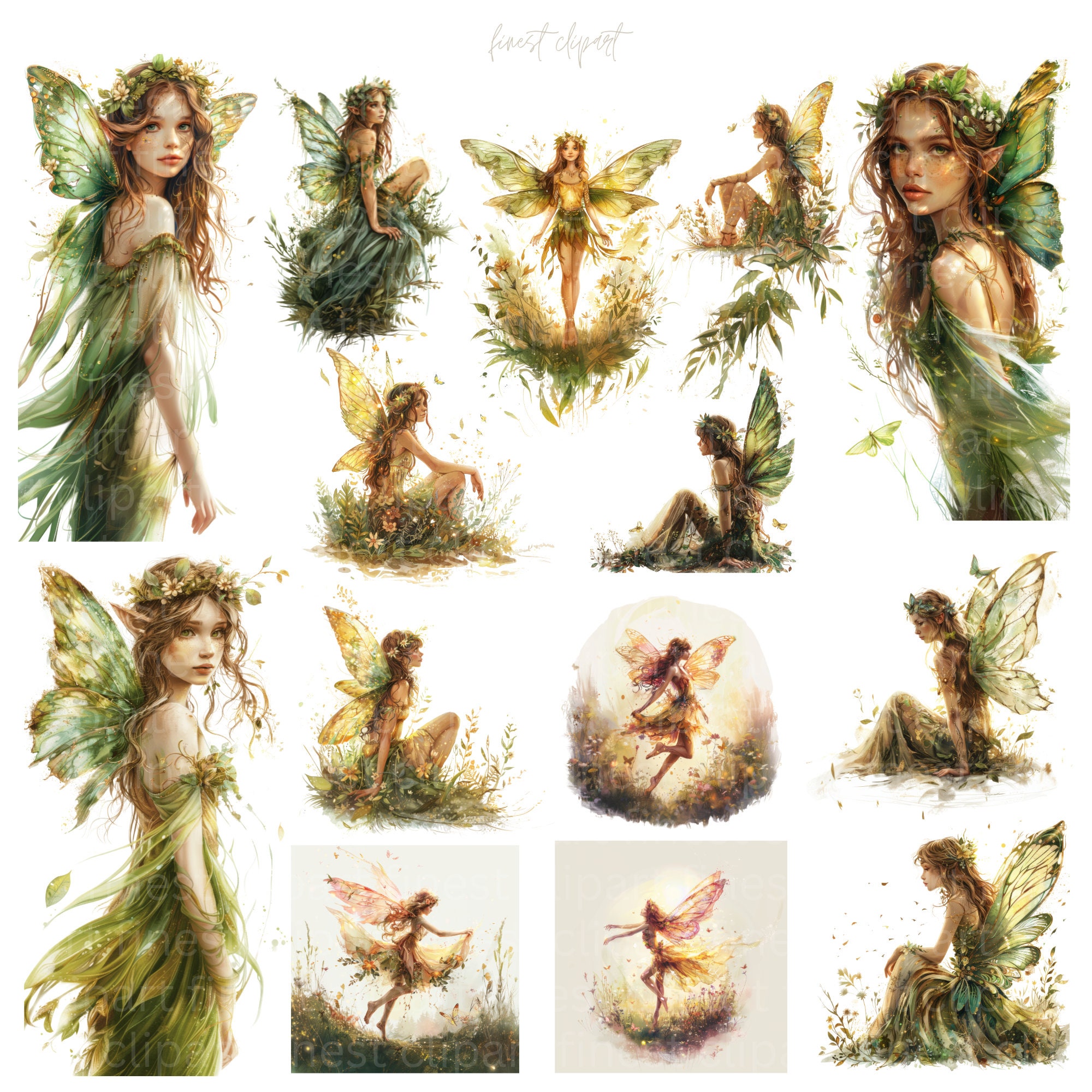 14 Watercolor Forest Fairy Clipart, PNG Files, Fairy Illustration ...