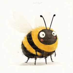 10 imágenes prediseñadas de acuarela de abejas de miel caprichosas, linda abeja de dibujos animados, JPG con fondo blanco, descarga digital, uso comercial