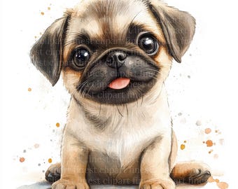 11 Cute Puppies Clipart JPG, White Background, Digital Download, Commercial Use