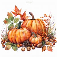 Autumn Clipart Thanksgiving Illustrations. Fall Digital Thanks Giving ...
