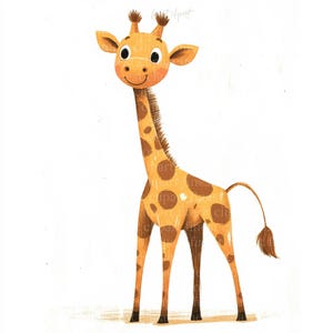 10 dibujos animados de jirafas bebé en acuarela, imágenes prediseñadas en formato JPG, fondo blanco, lindo animal de safari, descarga digital, uso comercial, diario basura, guardería