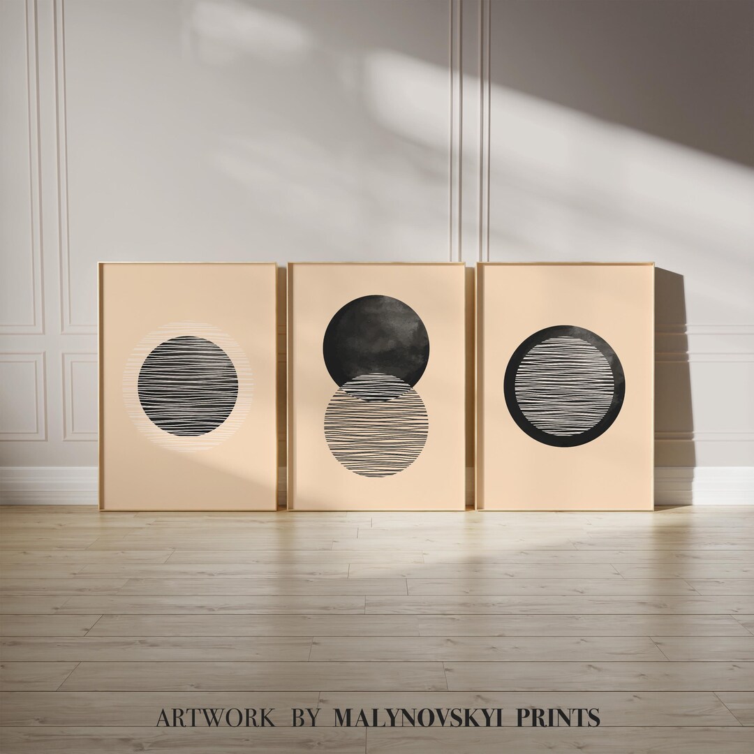 Set of 3 Prints Mid Century Modern Sun Printable Art Printable Art Wall ...