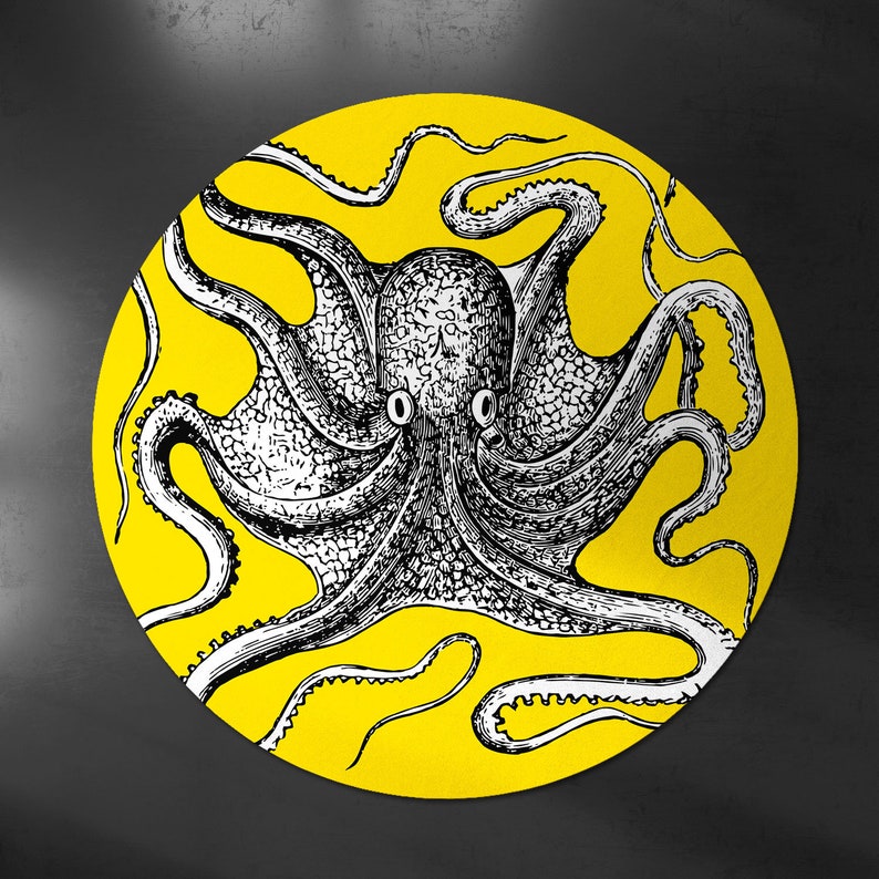 Nautical rug Octopus rug round rug gift for boyfriend gift Etsy