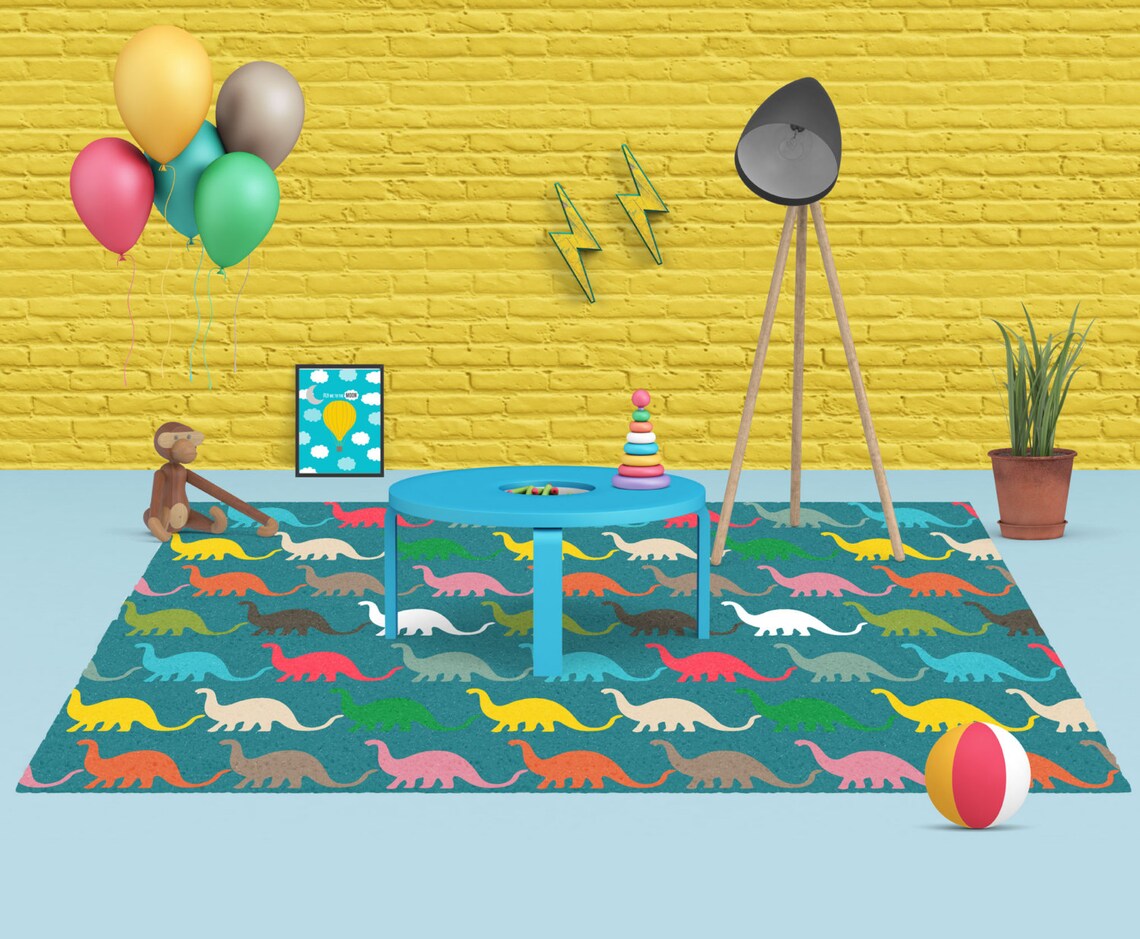 Nursery Rug Dinosaur Rug Kids Rug Boys Room Decor Kids Etsy
