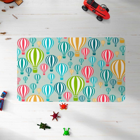 Blue Nursery rug Kids rug Hot Air balloon rug Baby Shower Etsy