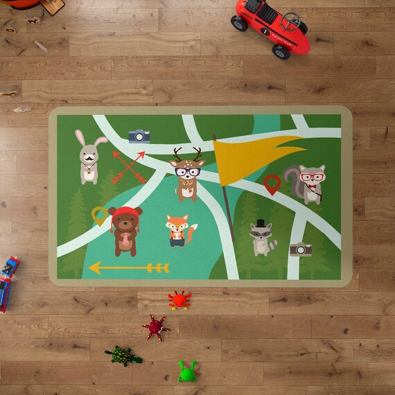 Nursery rug Kids rug woodland creatures rug woodland Rug Etsy