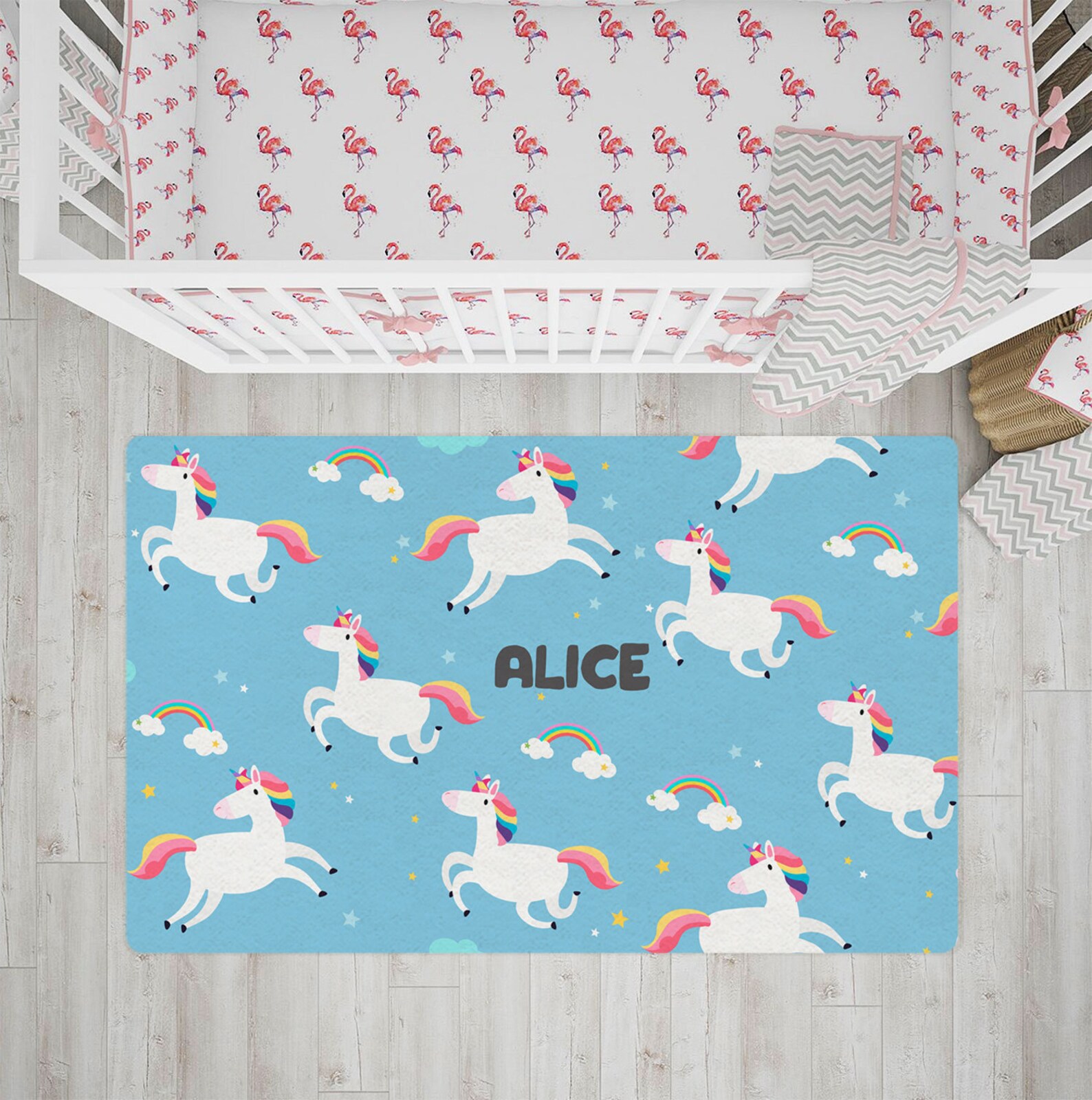 Unicorns rug Nursery rug Toddler Girl rug Personalized Rug Etsy