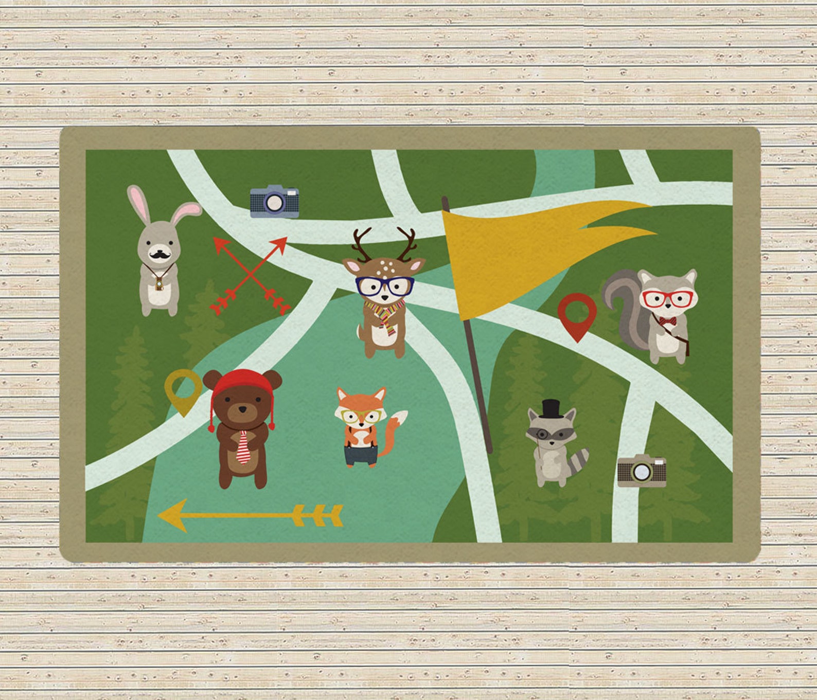 Nursery rug Kids rug woodland creatures rug woodland Rug Etsy