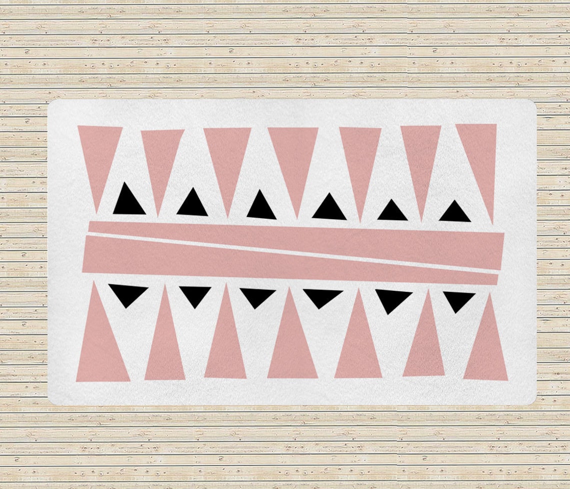 Geometric rug Pink and white rugs accent rug living room Etsy