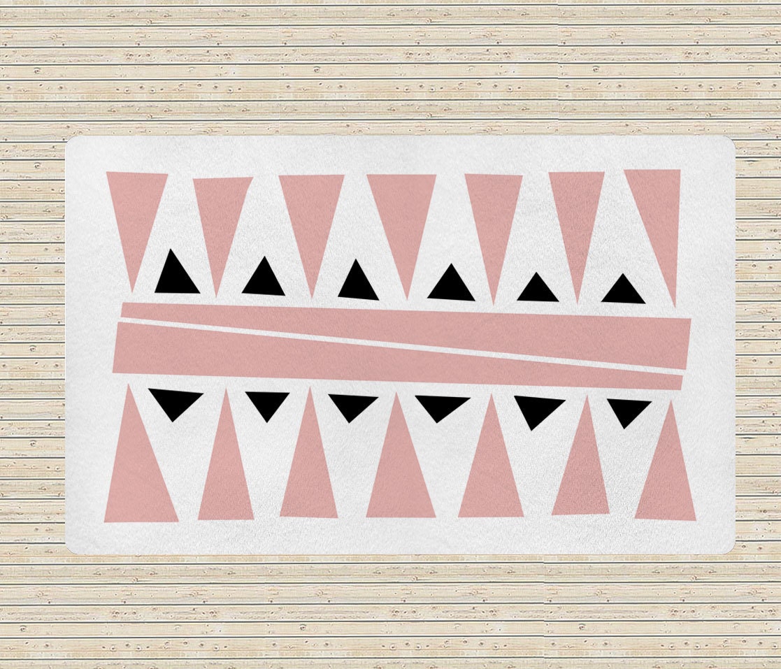 Geometric rug Pink and white rugs accent rug living room Etsy
