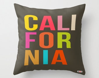 California Pillow, Chicago, Los Angeles, Florida, modern souvenir, memento, gift long distance friend, for new home, california fans