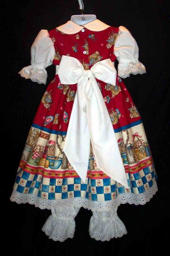 mom2rtk VHTF Gingerbread Border Christmas Jumper Dress Custom Size