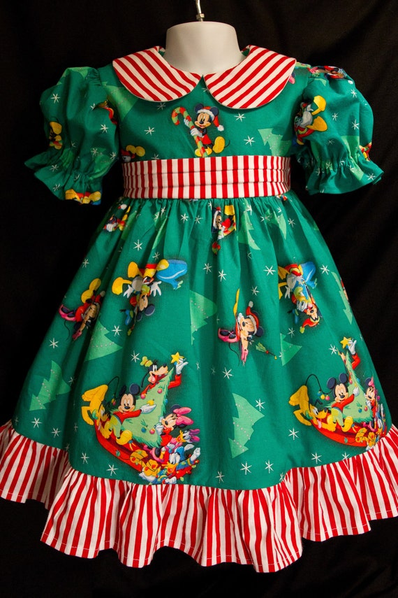 Disney MICKEY Minnie Christmas Dress Custom Size NEW Fabric! - Etsy