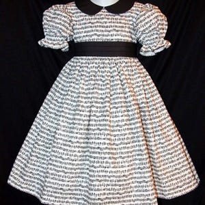 Gorgeous White Notes/Staffs Recital Dress Custom Size Girls Size
