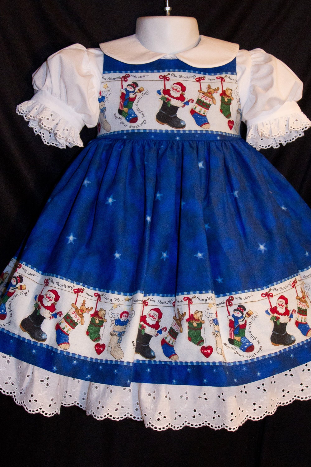 VHTF Daisy Kingdom Stocking Border Christmas Jumper Dress Custom Size