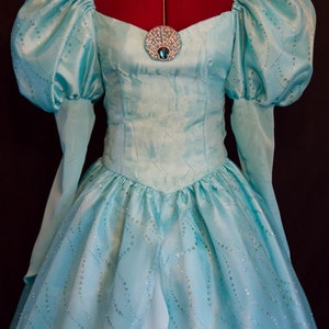 DELUXE Little Mermaid Ariel AQUA Gown Costume ADULT Custom Size Cosplay ...