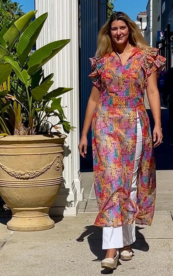 tunic dresses for tall ladies Girl Long Mosaic Print zara linen tunic dress