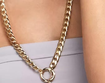 18K Gold Plated Chain Necklace with Italian Lira Coin
