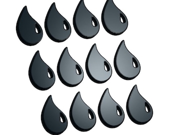 May include: A set of 12 black teardrop-shaped charms, perfect for adding a touch of elegance to jewelry projects.