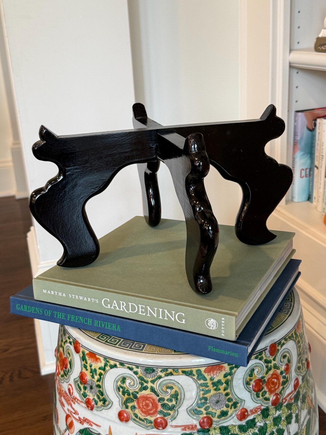Display Standee Interlocking Base Large Vintage Black Wooden Ginger Jar Stand | Interlocking Fishbowl ...