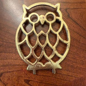 Vintage Brass Owl Trivet