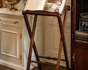 Vintage Drexel Heritage Book Stand | Mahogany Campaign Style Lectern | Wooden Cookbook Stand | Traditional Library Decor | Statement Piece