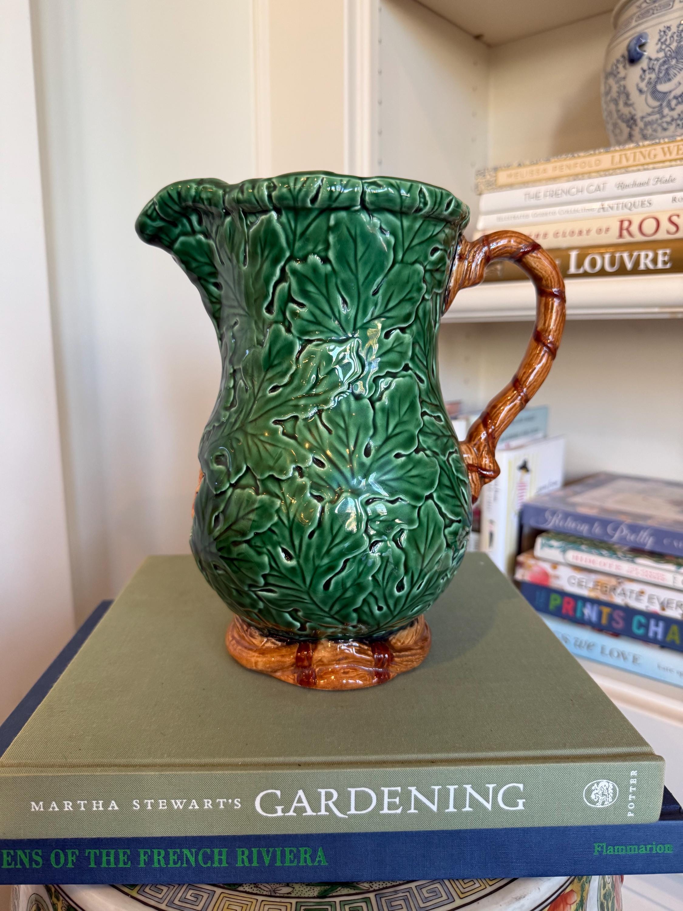 Tree Pitcher Vintage Sigma Oak Tree Pitcher by Dennis Kyte | Green Majolica Style ...