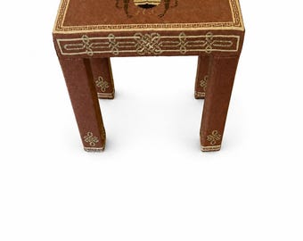 Vintage Needlepoint Bee Stool, Upholstered Footstool, Honey Bee Bench, Grandmillennial Decor, English Style Ottoman