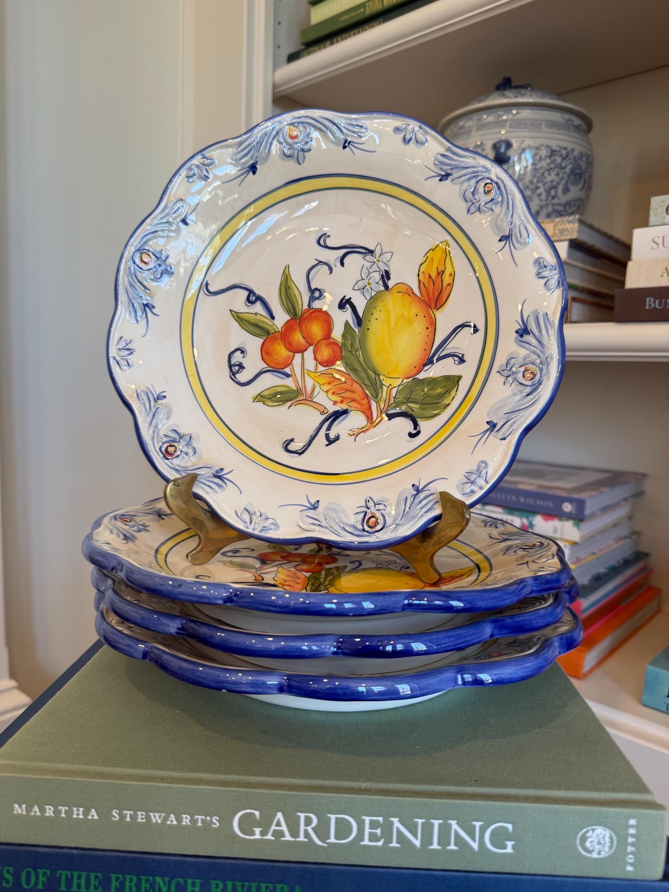 装飾 飾り皿 壁掛け 大皿 有名ブランド ITALY  No１５３ VINTAGE Pottery Hand Painted Plate Vintage NORLEANS Hand Painted Fruit Pattern Ceramic Plate Made in