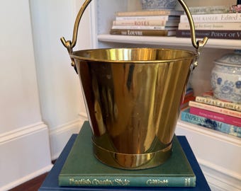 Vintage Brass Champagne Bucket with Handle | Brass Wine Cooler | Hollywood Regency Barware | Large Ice Bucket Entertaining Decor