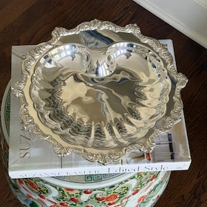 Vintage Wallace Silverplate Shell Serving Dish, Ornate Footed Silver Bowl, Royal English Silverplate, Scalloped Centerpiece