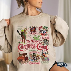 マペットのクリスマスキャロルスウェットシャツ、クリスマスパーカー、ゴンゾとリッツォのミス・ピギー、スクルージ、カーミット、フォジーベアシャツ、クリスマスパーティーギフト