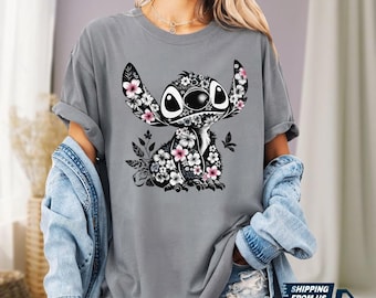 Stitch Comfort Farben Shirt, Disney Sommer Shirt für Frauen, Vintage Stitch T-Shirt, Lilo und Stitch T-Shirt, Stitch Liebe Geschenk für Frauen