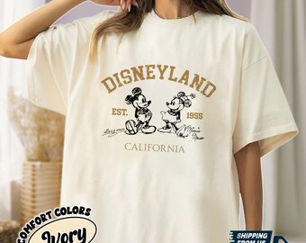 Shirt Disneyland Classis Comfort Colors, retro T-shirt Mickey Mouse, Shirt Mickey en Minne, T-shirt Minnie, Disney Couple Trip-shirts