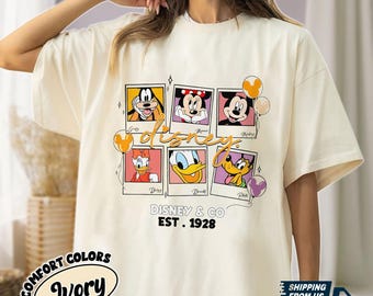 Mickey Disney & Co Comfort Farben Shirt, Disney EST 1928 Shirt, Disney Urlaub Shirt, Minnie Donald Duck Shirt, Zeichentrickfigur Geschenk