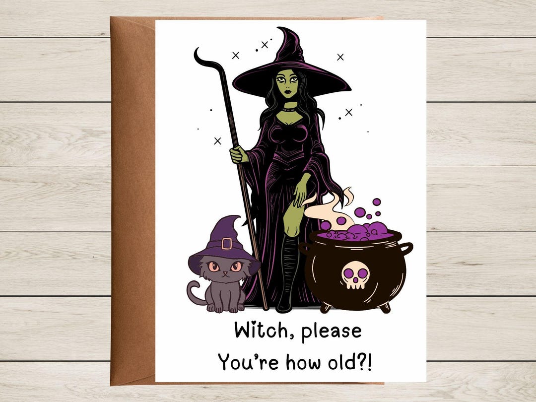 Witch Themed Birthday Card for Her, Birthday Card for Halloween, Witch ...