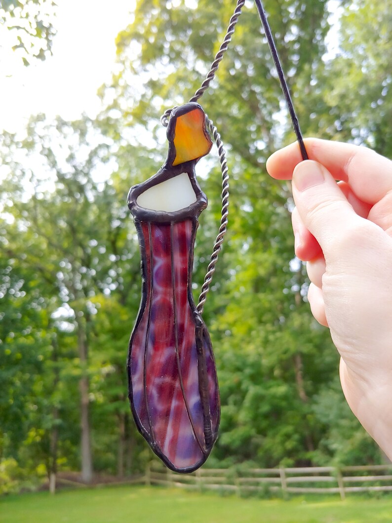 Pitcher plant stained glass plant stake carnivorous plant | Etsy