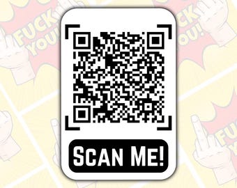 Naklejka z kodem QR „F*ck You” – żart, zabawny mem, świąteczny prezent do skarpety/tajemniczy Mikołaj dla syna/córki/chłopaka/męża/żony/brata/siostry