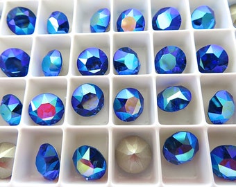 Swarovski vintage 24 chatons ss35 Turquoise