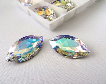 Vintage Czech Rhinestone Navette in Jonquil Foiled 15x7mm Pack of 12 CRAFT